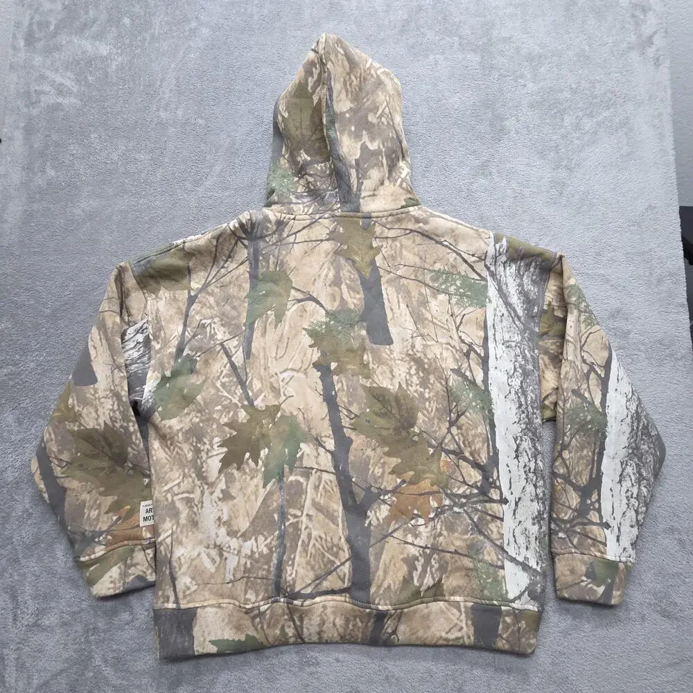 Art & Motion Hoodie Mens M Beige Pullover Hooded Camouflage Lined Fleece